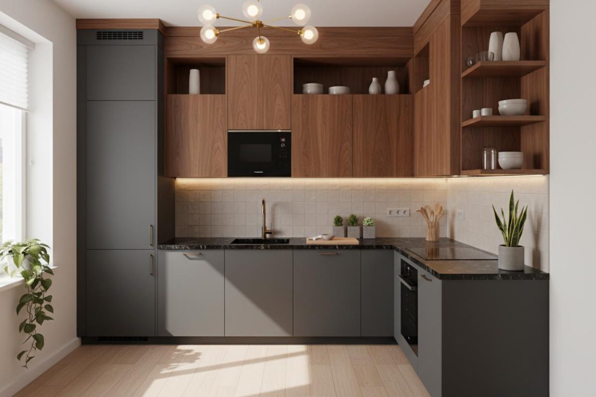 Kuchnia-apartament-drewno-szary